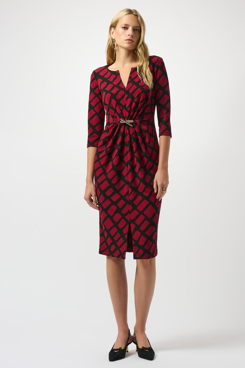 Joseph Ribkoff Geometric Dress in Black Red 253250