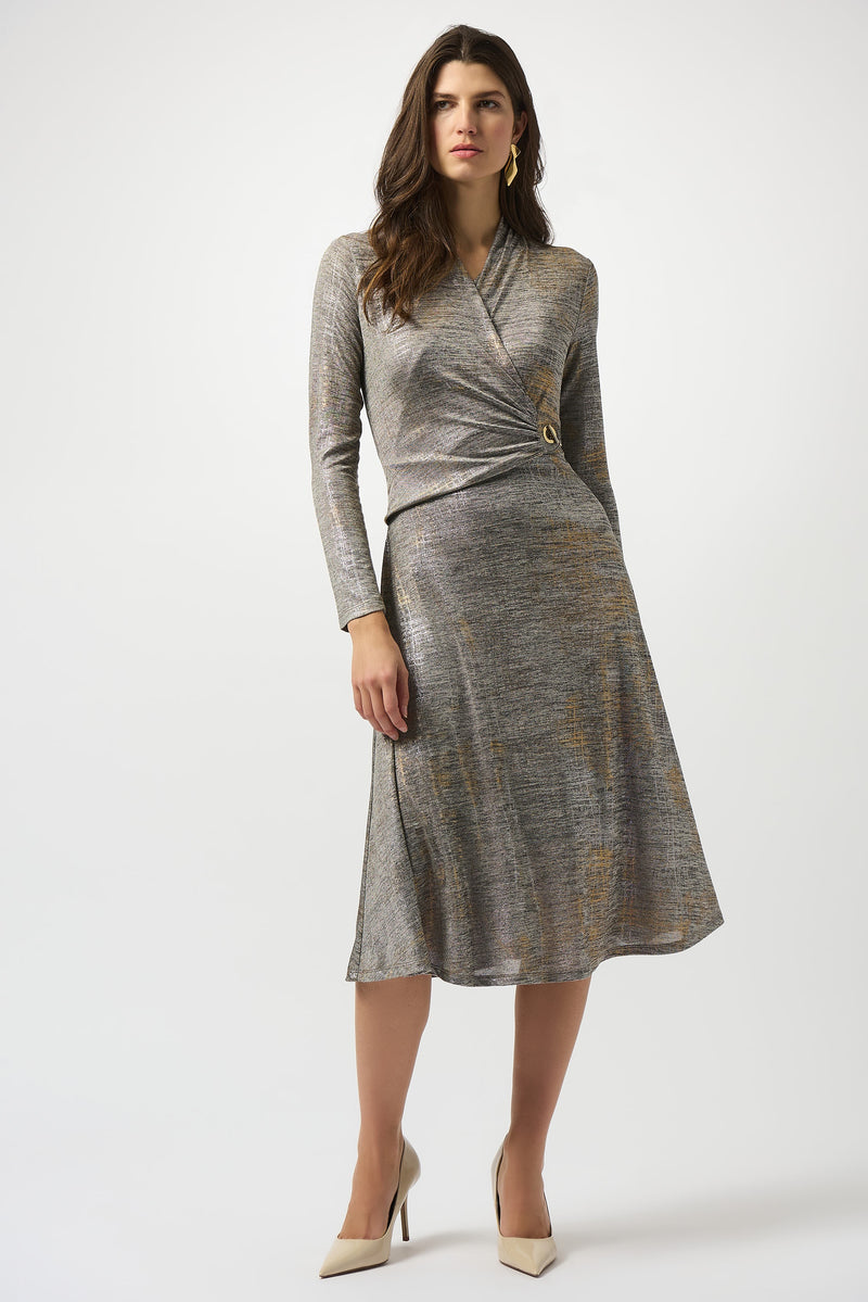 Joseph Ribkoff Fit & Flare Dress in Beige Gold Melange 253285