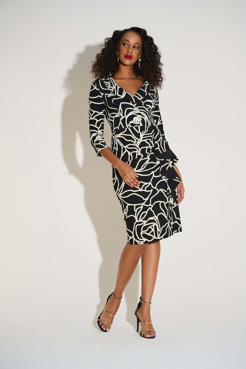Signature by Joseph Ribkoff Gold Foil Dress in Black Vanilla 253786 Signature by Joseph Ribkoff Gold Foil Dress in Black Vanilla 253786