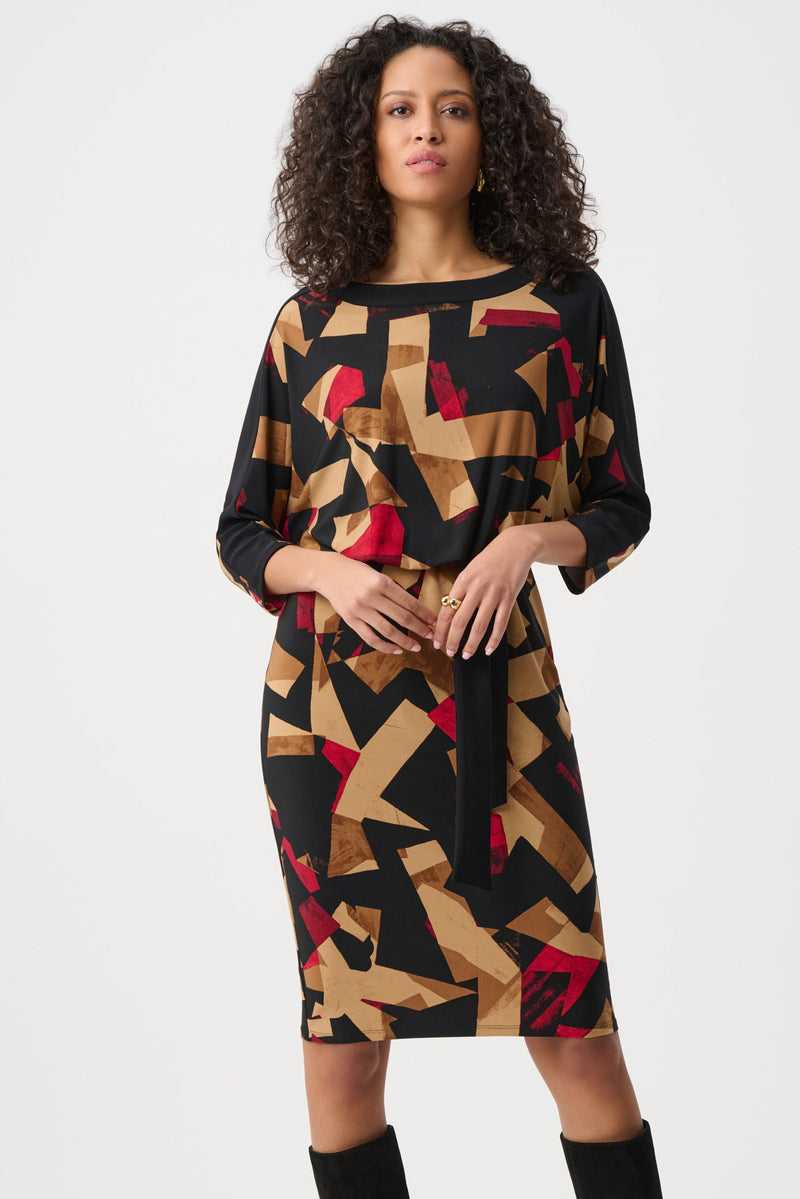 Joseph Ribkoff Abstract Dress in Black Combo 263089