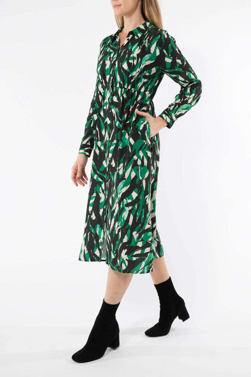 Jump Abstract Zebra Dress in Green Combo Jump Abstract Zebra Dress in Green Combo