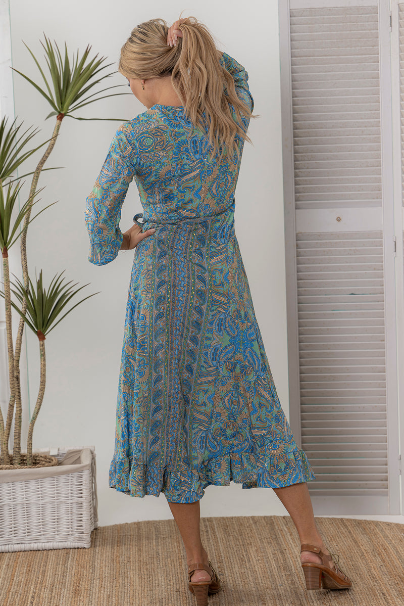 Cienna Capri Wrap Dress in Blue