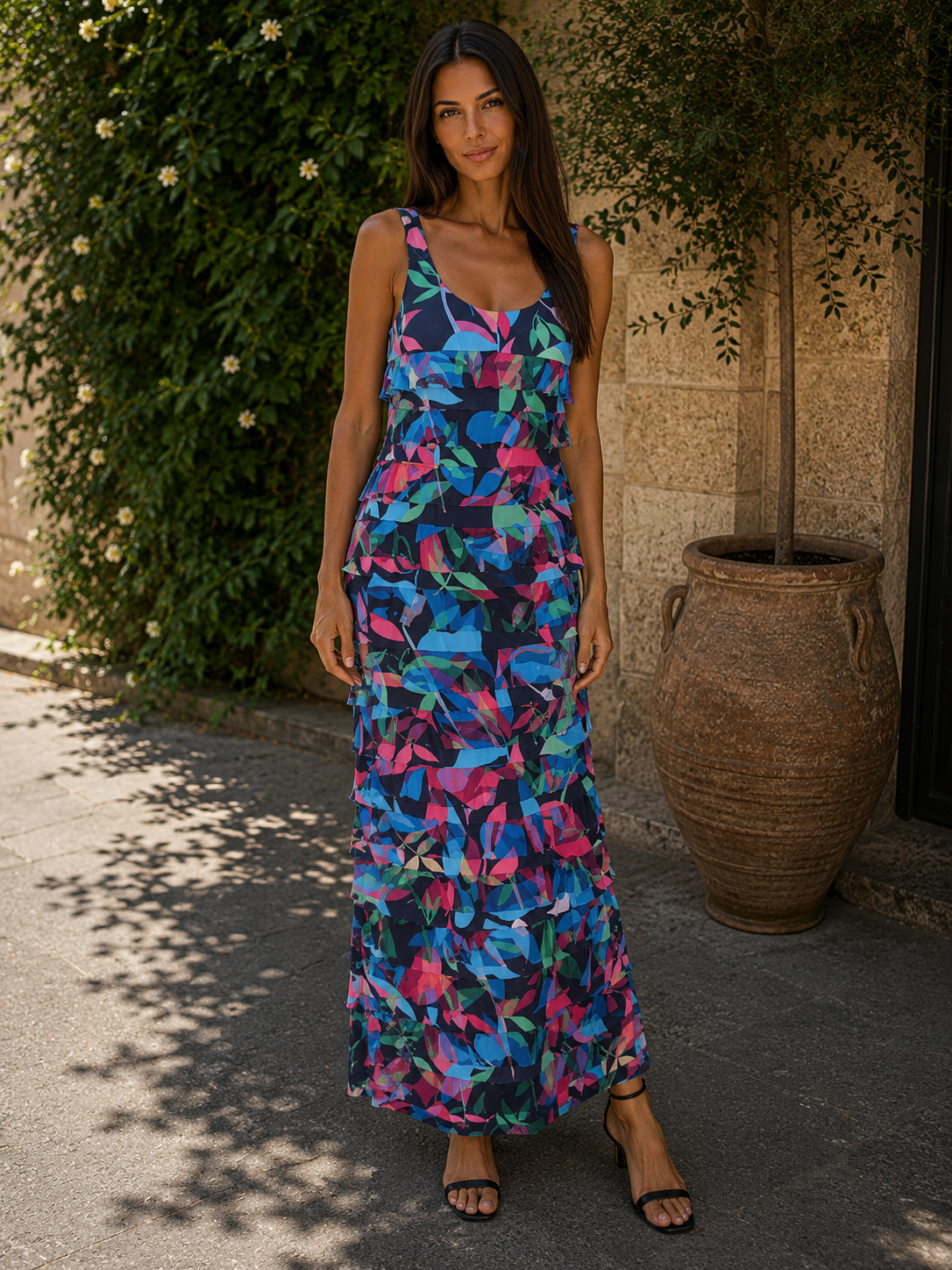 Tango Mango Ruffle Maxi in Navy Brights