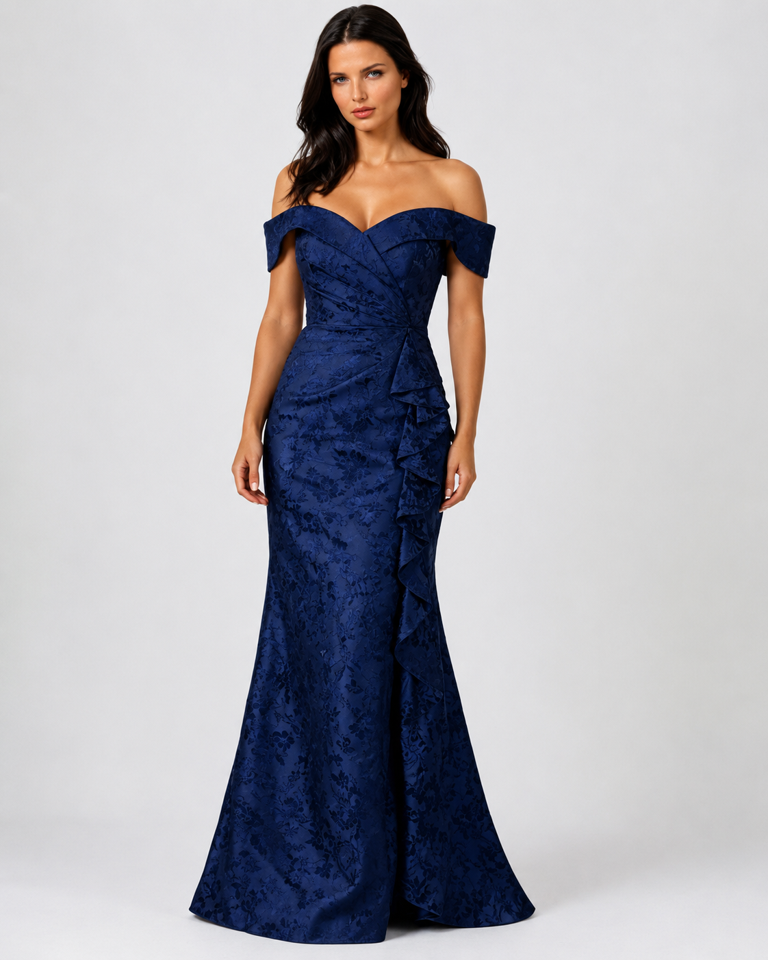 Ellie JACQUARD DREW Gown in Navy Floral