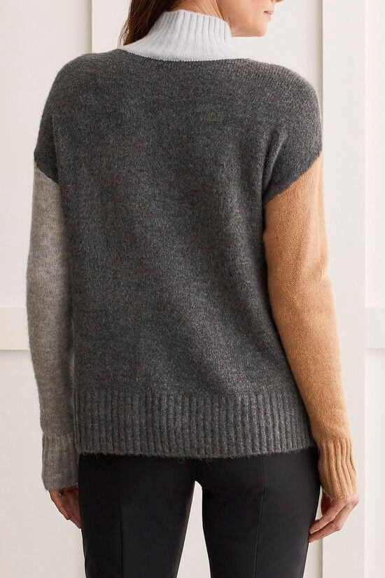 Tribal Mock Neck Sweater in Charcoal