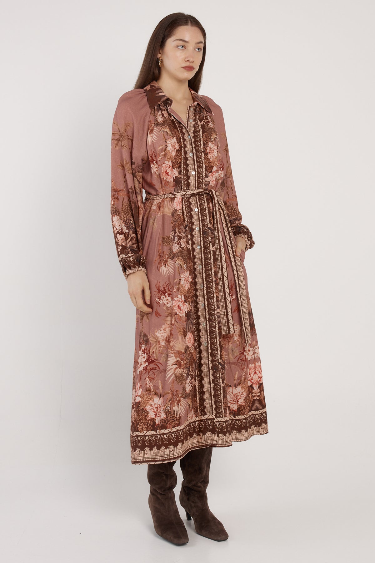 Fate + Becker Nina Shirt Dress in Dark Scarf Print