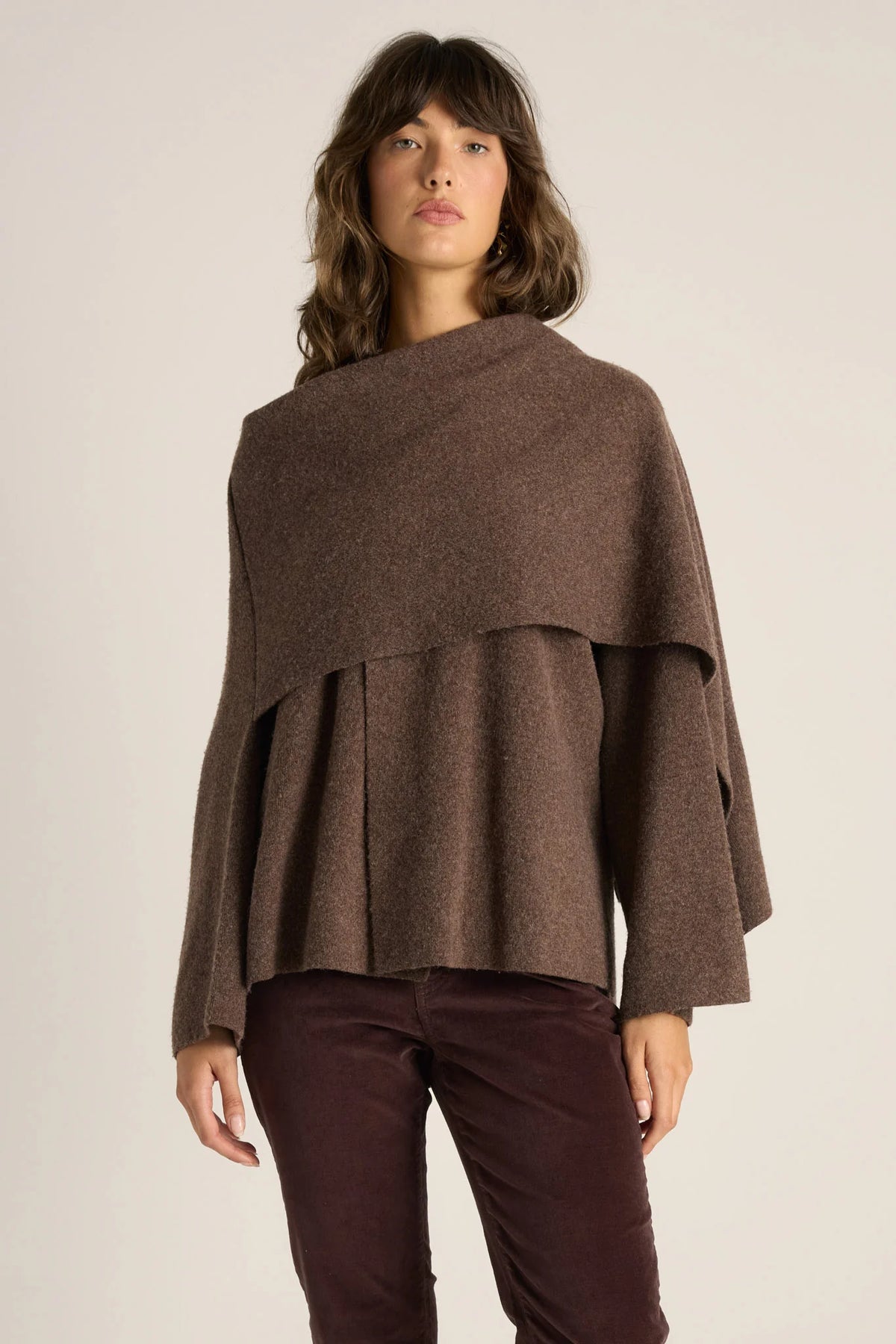 Fate + Becker AMARIS Cape Coatigan in Choc Marle