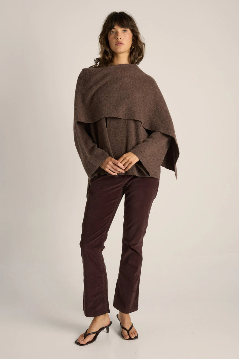 Fate + Becker AMARIS Cape Coatigan in Choc Marle
