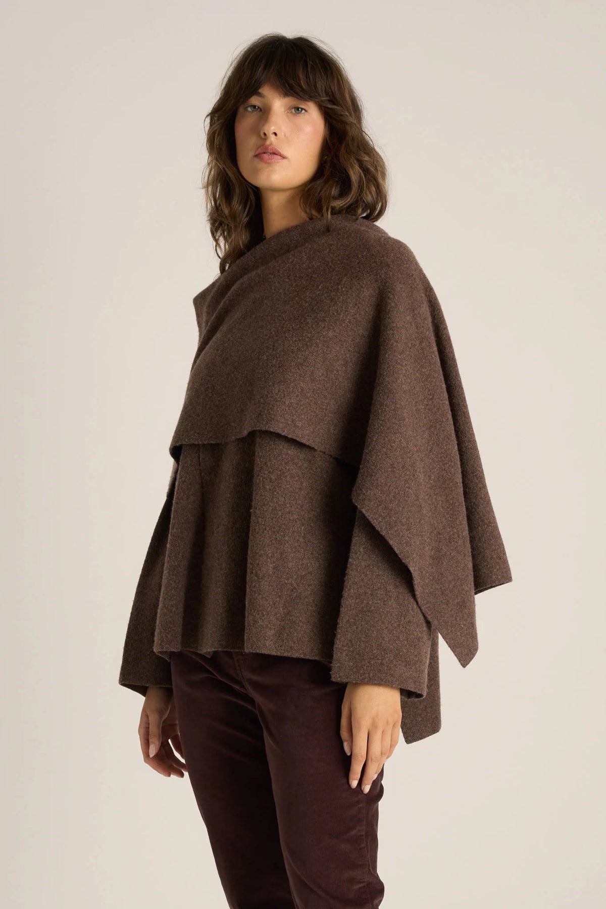 Fate + Becker AMARIS Cape Coatigan in Choc Marle