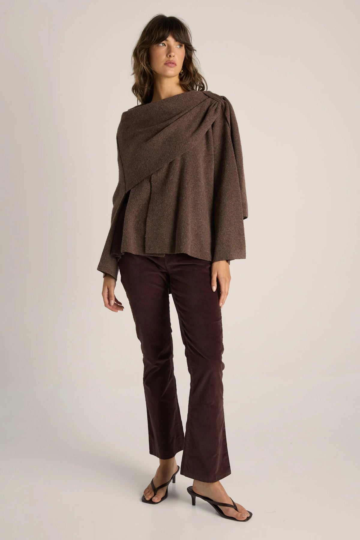 Fate + Becker AMARIS Cape Coatigan in Choc Marle