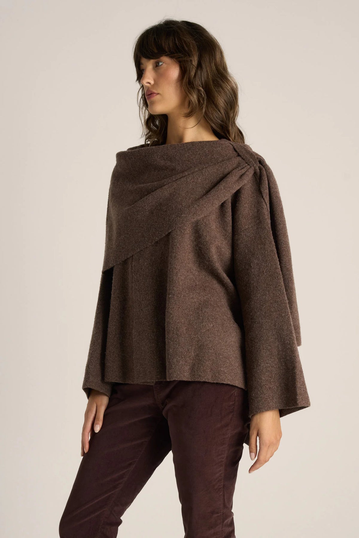 Fate + Becker AMARIS Cape Coatigan in Choc Marle