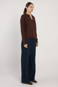 Fate + Becker Solenne Polo Knit in Chocolate