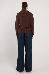 Fate + Becker Solenne Polo Knit in Chocolate