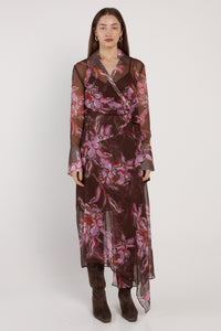 Fate + Becker Isla Wrap Dress in Dark Flower Print