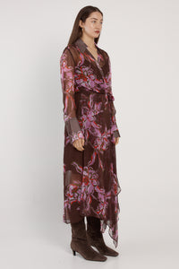Fate + Becker Isla Wrap Dress in Dark Flower Print