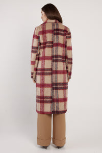 Fate + Becker Harlow Check Longline Coat in Pink