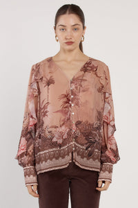 Fate + Becker ODETTE Ruffle Blouse in Scarf Print