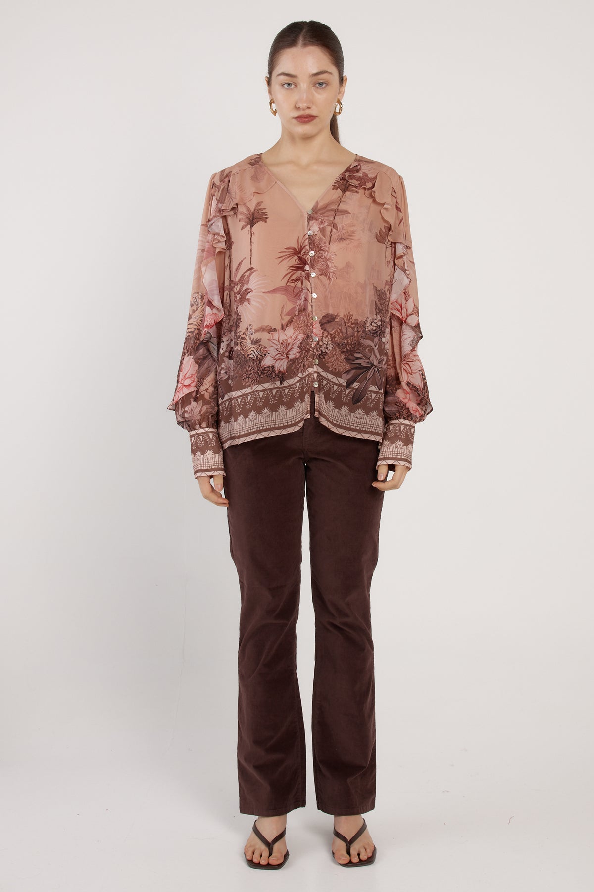 Fate + Becker ODETTE Ruffle Blouse in Scarf Print