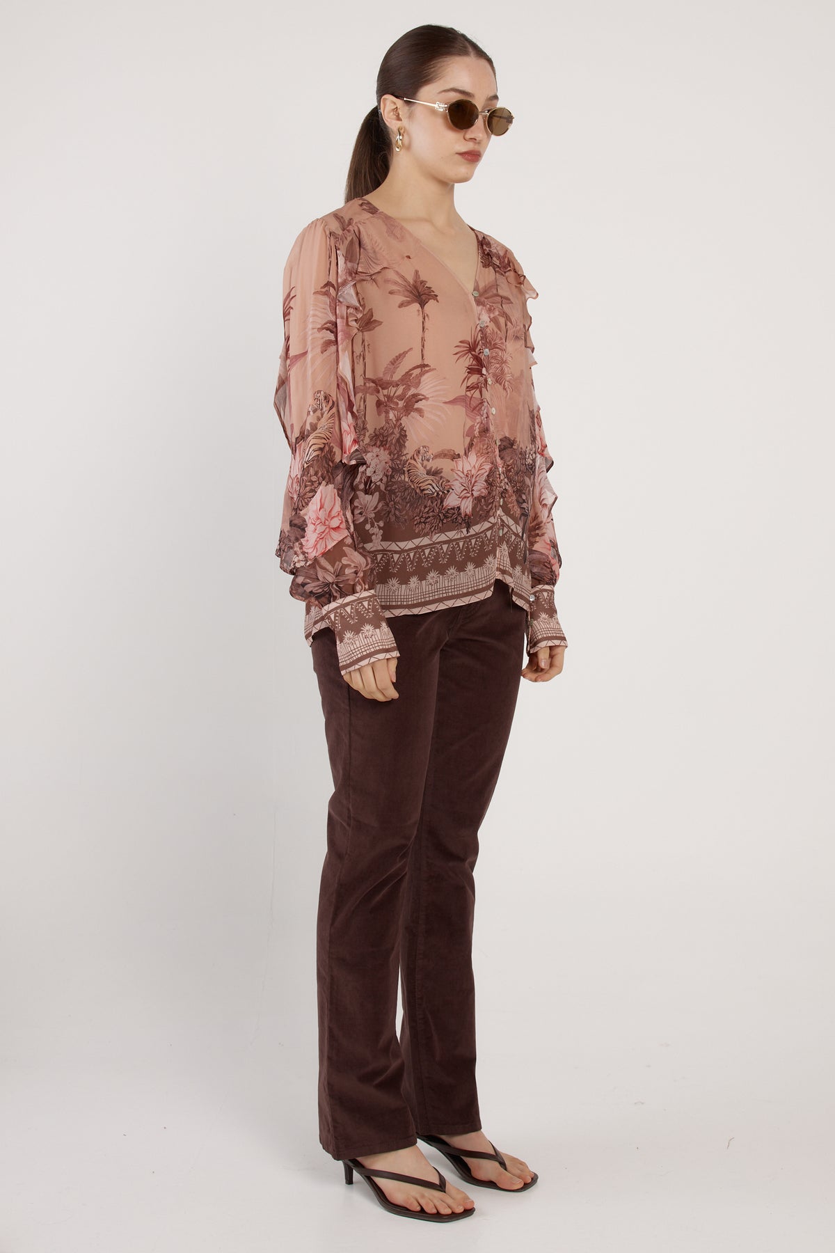 Fate + Becker ODETTE Ruffle Blouse in Scarf Print