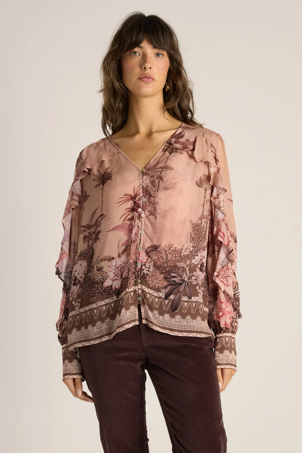 Fate + Becker ODETTE Ruffle Blouse in Scarf Print