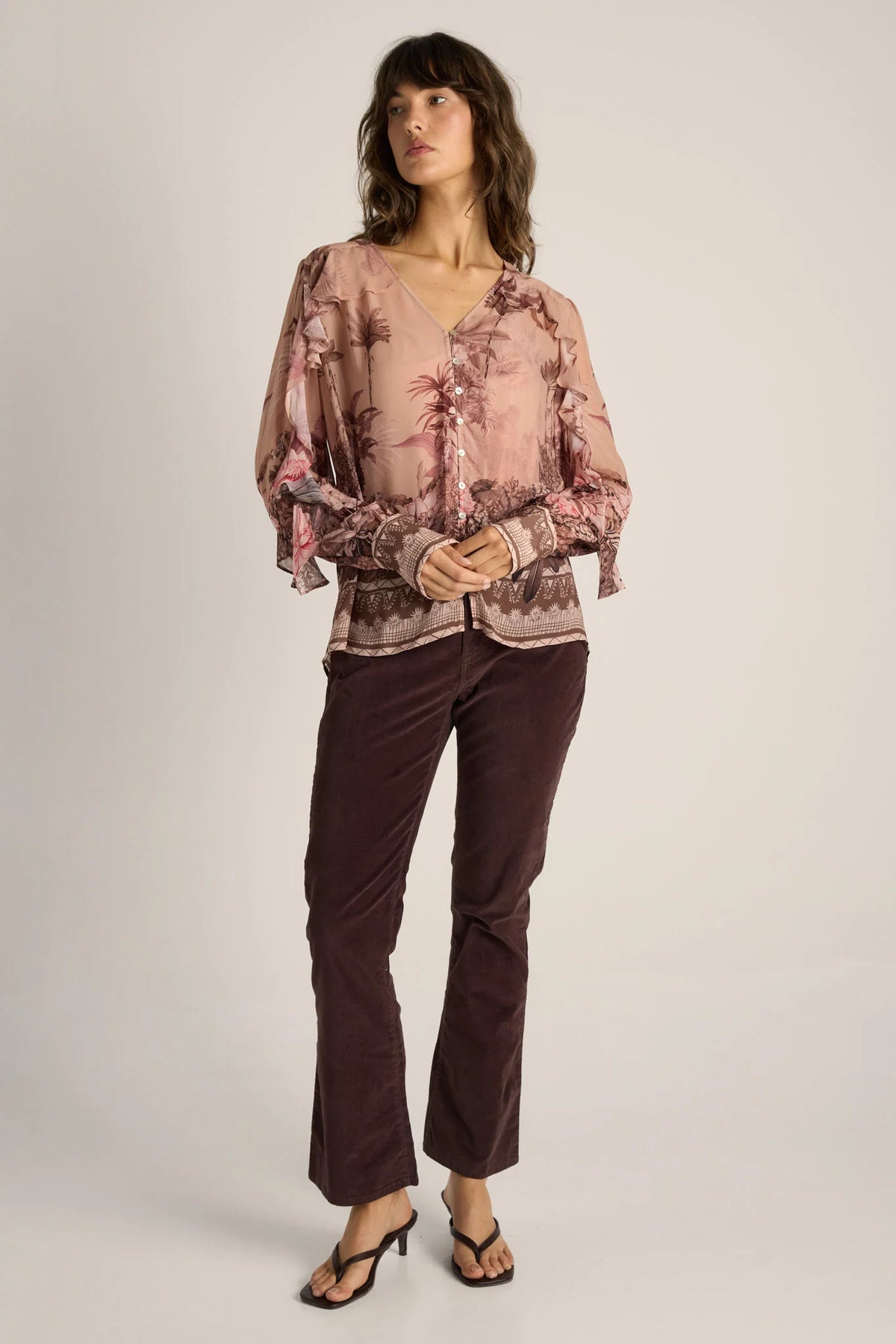 Fate + Becker ODETTE Ruffle Blouse in Scarf Print