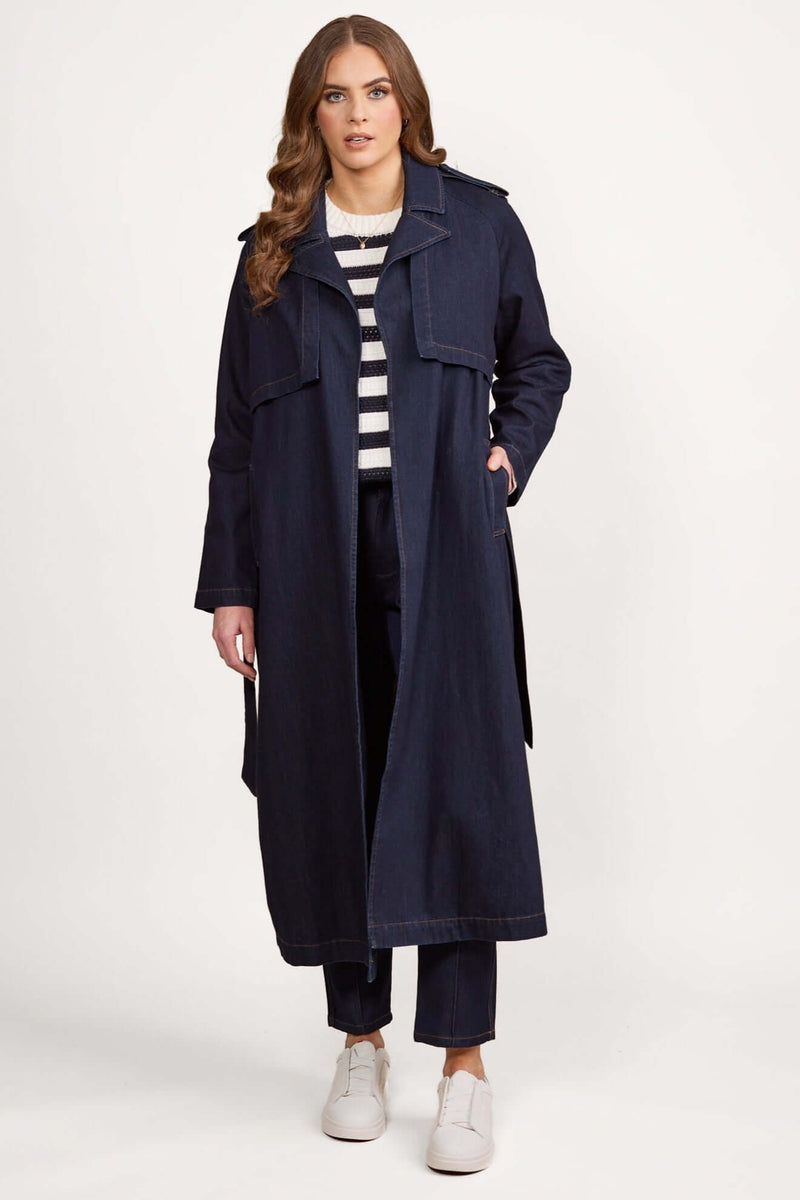 Vassalli Denim Trench in Dark Denim 2098