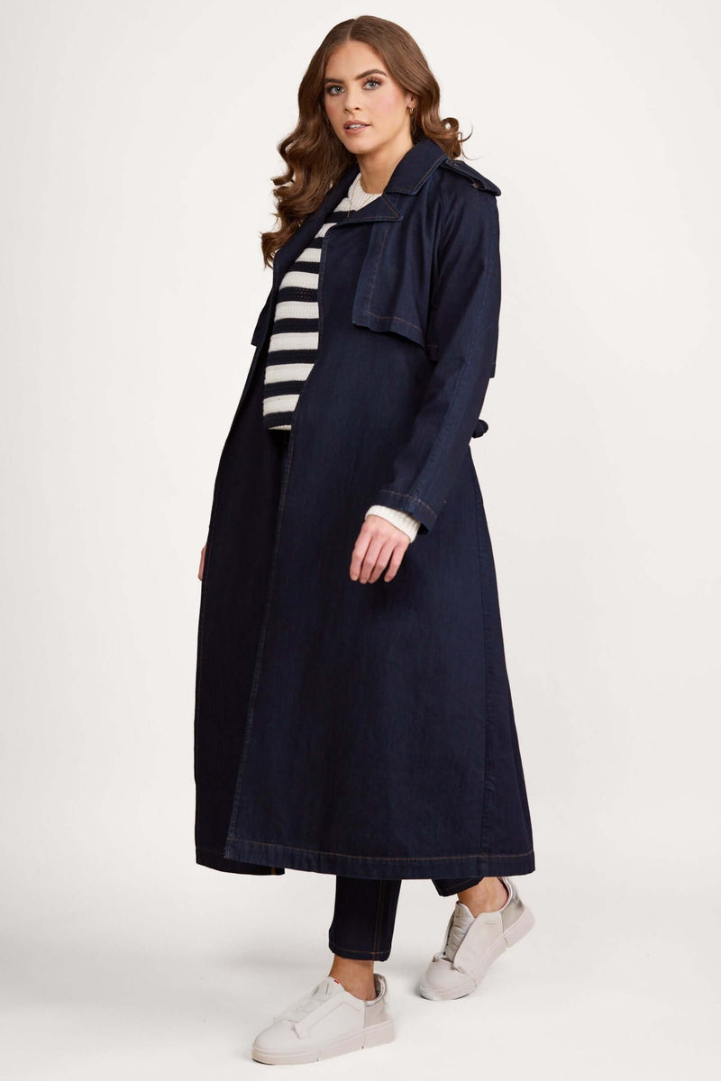 Vassalli Denim Trench in Dark Denim 2098