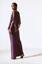 Signature by Joseph Ribkoff Chiffon Cape Gown in Blackcurrant 221385