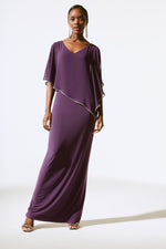 Signature by Joseph Ribkoff Chiffon Cape Gown in Blackcurrant 221385