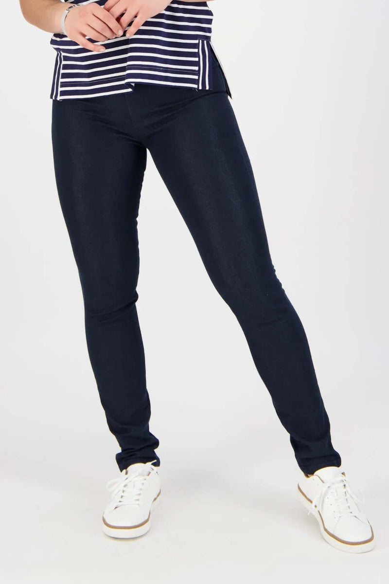 Vassalli Skinny Leg Full Length Denim Pull On in Indigo 230