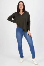 Vassalli Skinny Leg Full Length Denim Pull On in New Blue 230