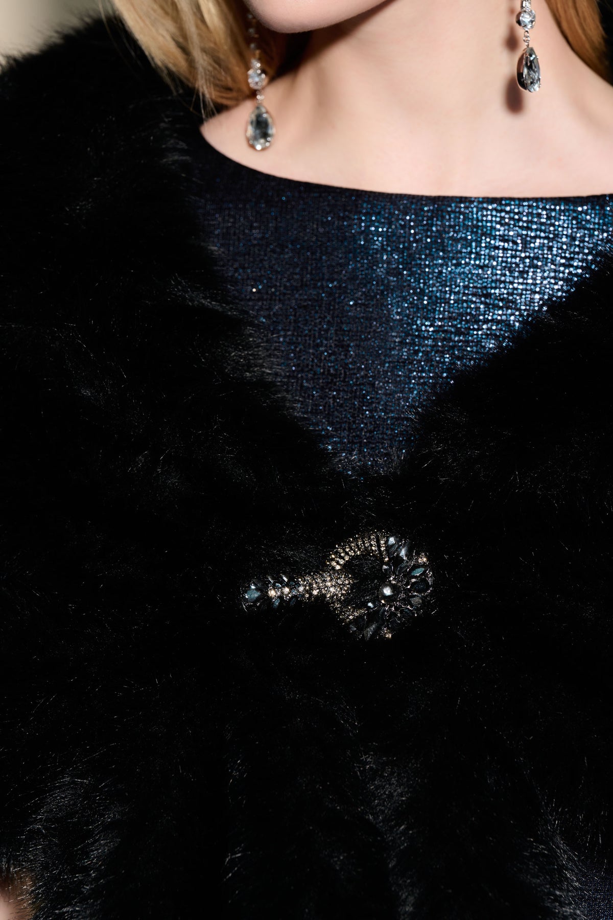 Signature by Joseph Ribkoff Faux Fur Wrap in Black 233796