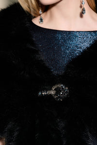 Signature by Joseph Ribkoff Faux Fur Wrap in Black 233796