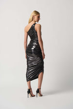 Joseph Ribkoff Shirred Metallic Dress in Gunmetal 234158