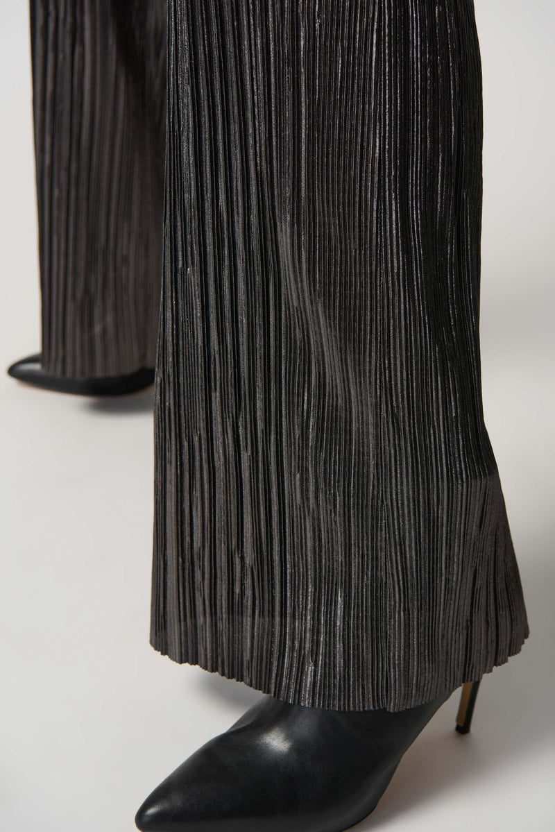Joseph Ribkoff Metallic Crinkle Pant in Dark Grey 234210