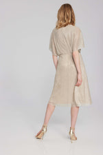 Signature by Joseph Ribkoff Pleated Dress in Champagne Gold 241714