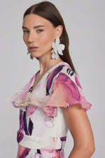 Signature by Joseph Ribkoff Floral Dress in Vanilla 241732
