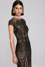 Signature by Joseph Ribkoff Lace Trumpet Gown in Black Nude 241776