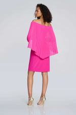 Signature by Joseph Ribkoff Pleat Dress in Shocking Pink 241781