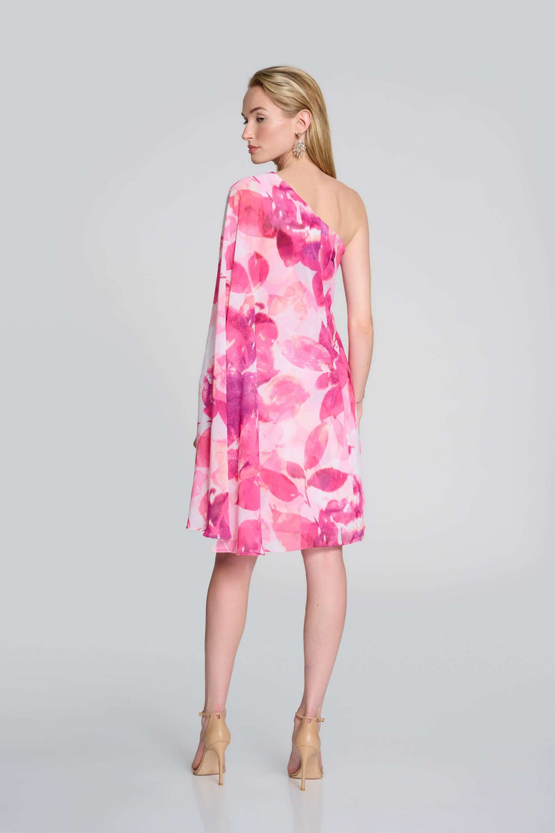 Signature by Joseph Ribkoff Chiffon Floral Dress in Vanilla Pink 242716