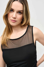 Joseph Ribkoff Mesh Fitted Top in Black 243104