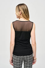 Joseph Ribkoff Mesh Fitted Top in Black 243104