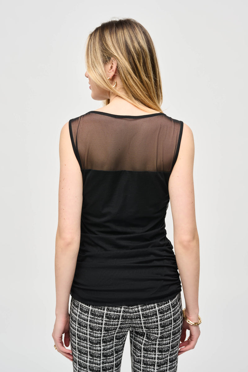 Joseph Ribkoff Mesh Fitted Top in Black 243104