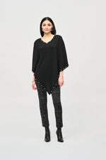 Joseph Ribkoff Rivet Knit Poncho in Black 243222