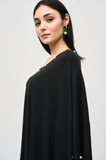 Joseph Ribkoff Rivet Knit Poncho in Black 243222