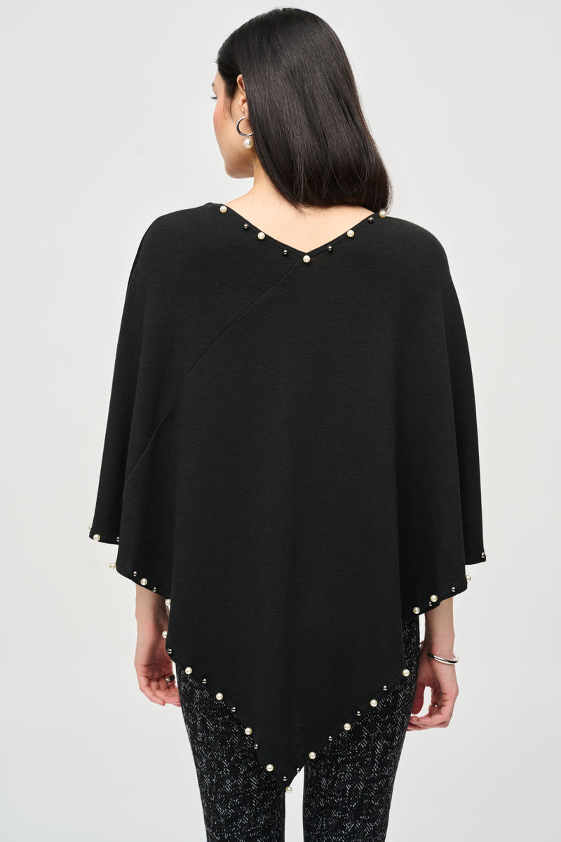 Joseph Ribkoff Rivet Knit Poncho in Black 243222