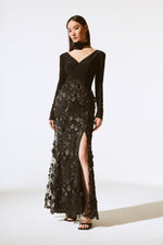 Signature by Joseph Ribkoff Flower Gown in Black 243755