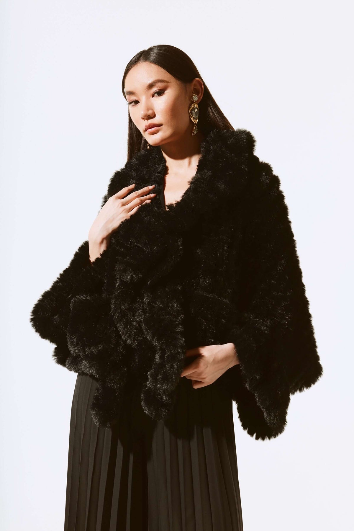 Signature by Joseph Ribkoff Faux Fur Wrap in Black 243758