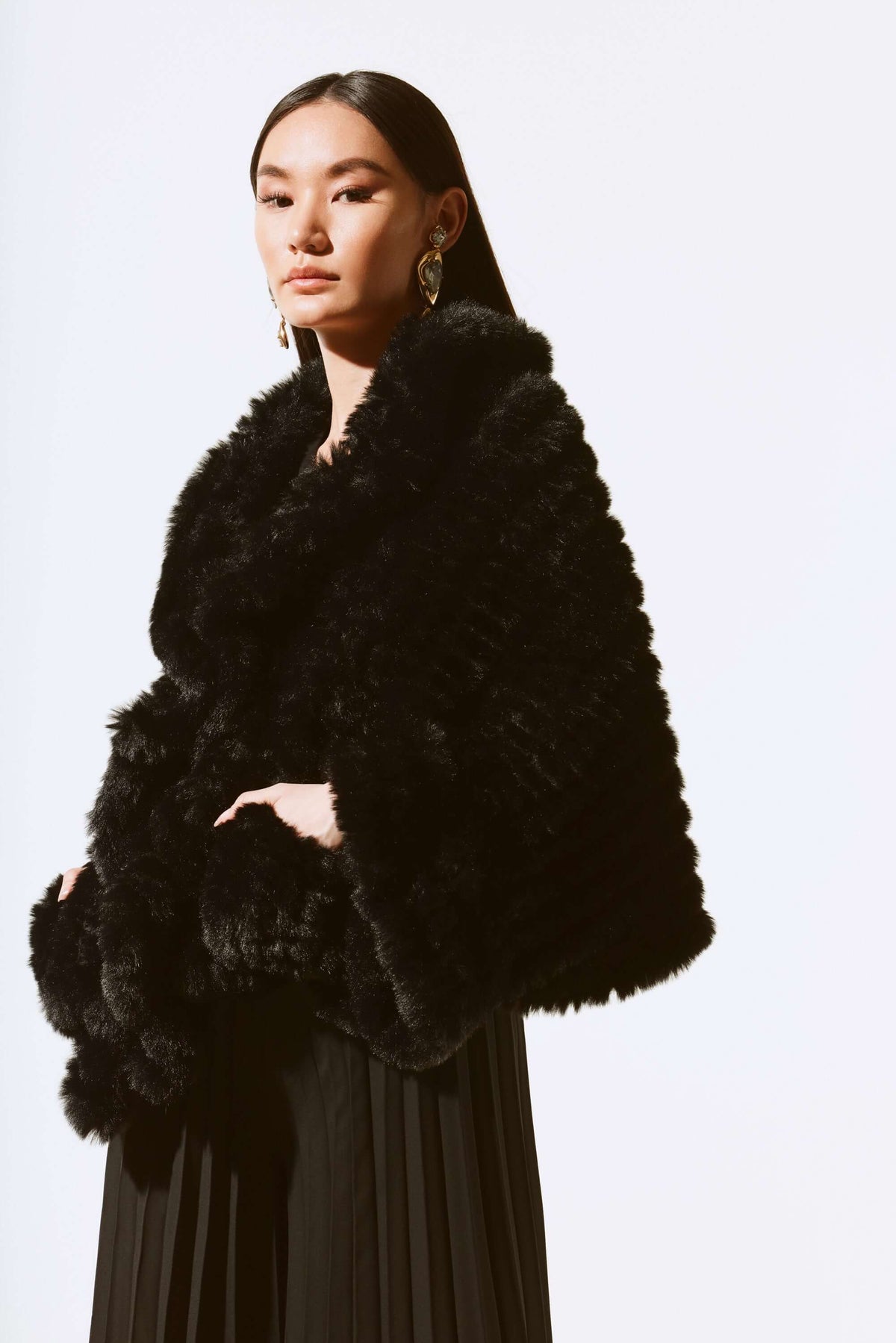 Signature by Joseph Ribkoff Faux Fur Wrap in Black 243758