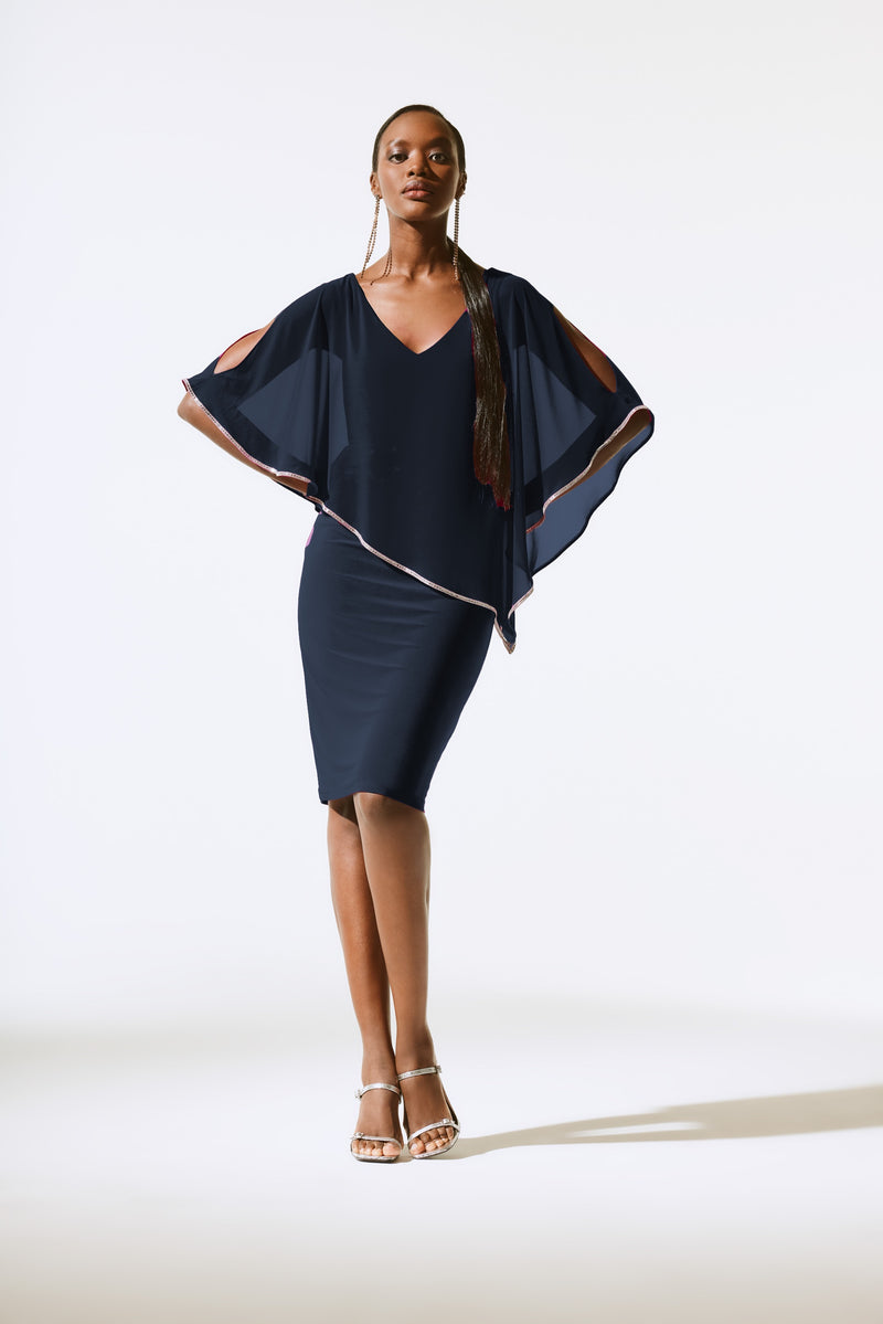 Signature by Joseph Ribkoff Poncho Dress in Midnight 243797